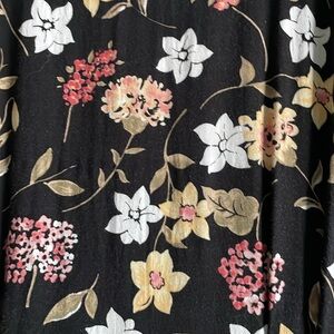 Impressions of California short sleeve 100% rayon black floral dress XL